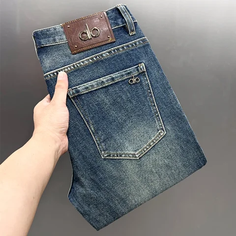 2025年秋冬季新款蓝色高端牛仔裤男士秋季宽松百搭潮牌休闲长裤子