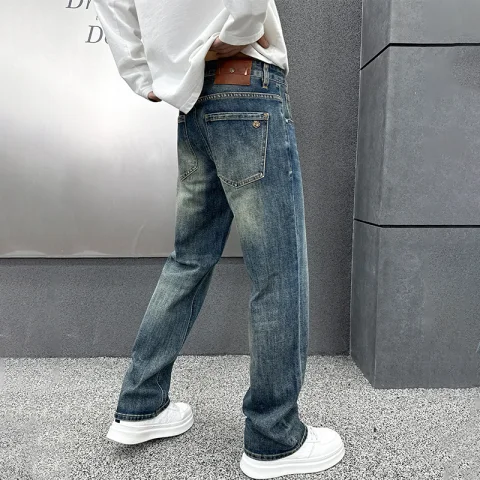 2025年秋冬新款蓝色高端百搭牛仔裤男士秋季宽松直筒裤休闲长裤