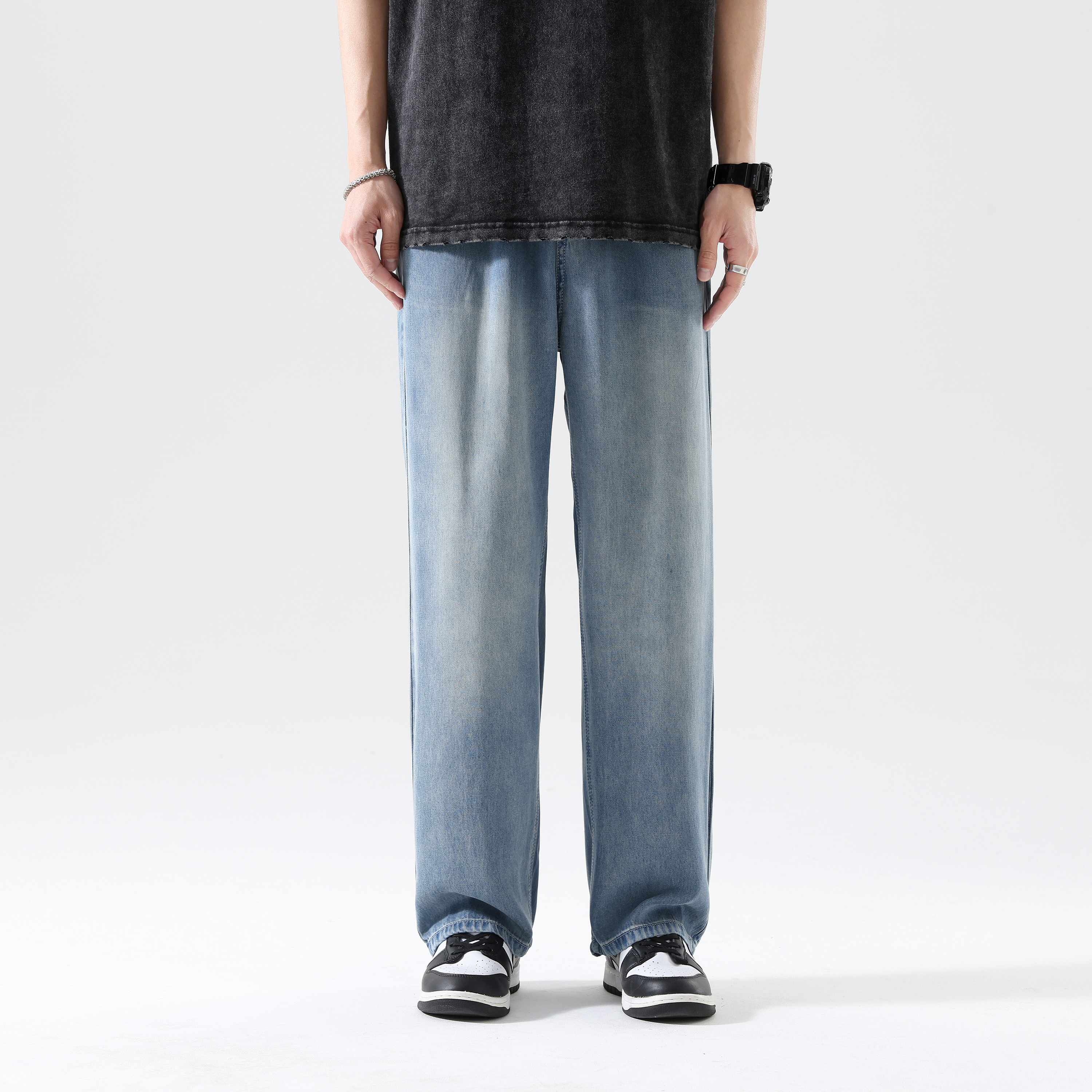 068无影墙第一套男士潮牌直筒宽松春秋新款潮流百搭休闲裤