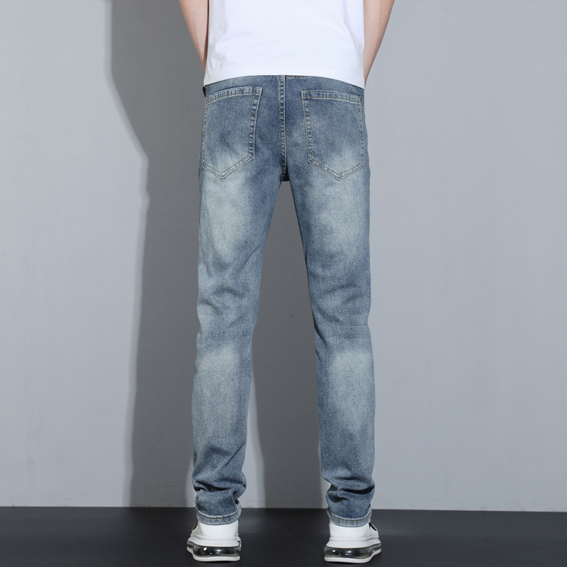 N81春秋季修身小脚牛仔裤男复古痞帅弹力休闲洗水直筒长裤裤子