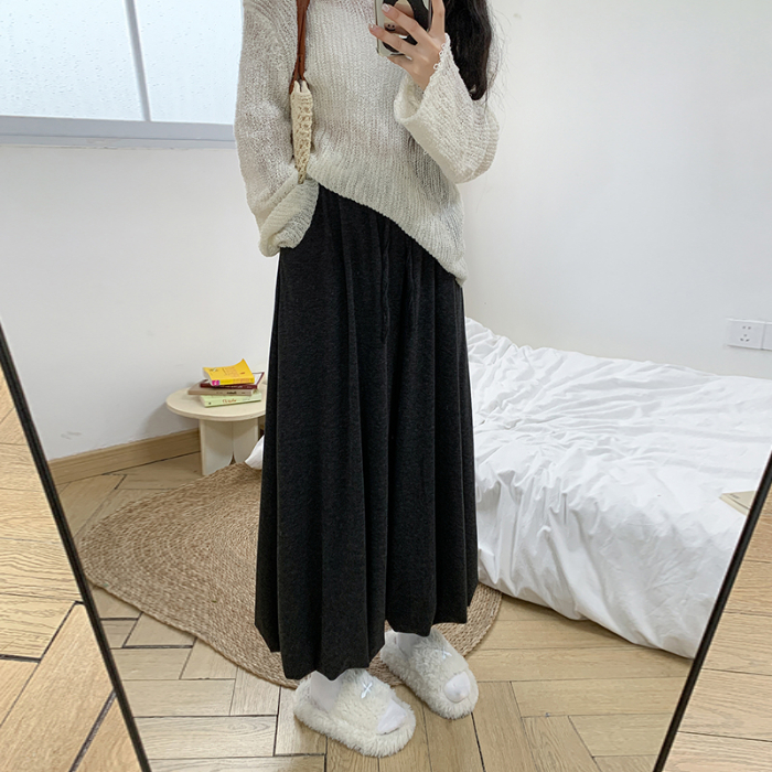 咖色束脚花苞九分裤子女春秋小个子垂感休闲裤高腰宽松阔腿灯笼裤 S 咖色