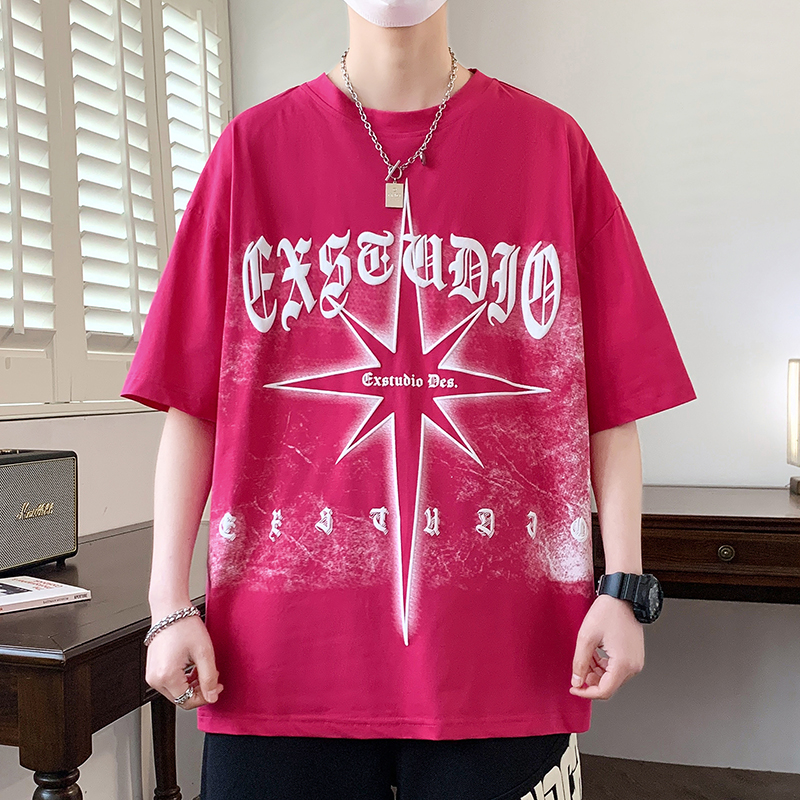 6012新款高品质青少年时尚短袖T恤 M 红色