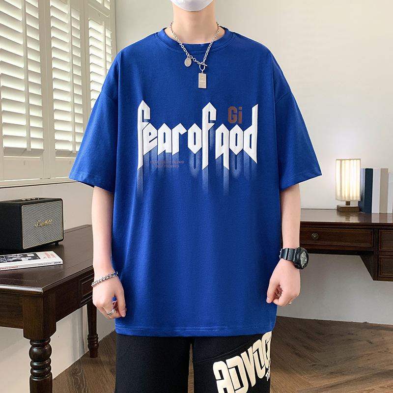 6016新款高品质青少年时尚短袖T恤 M 蓝色