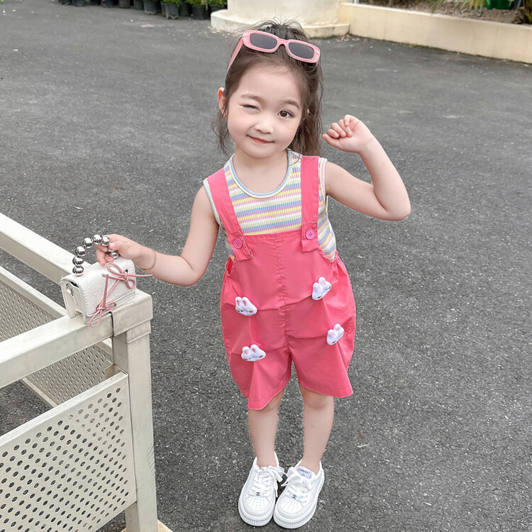 小悦芽&小鸭子背带裤套装 90cm 粉色