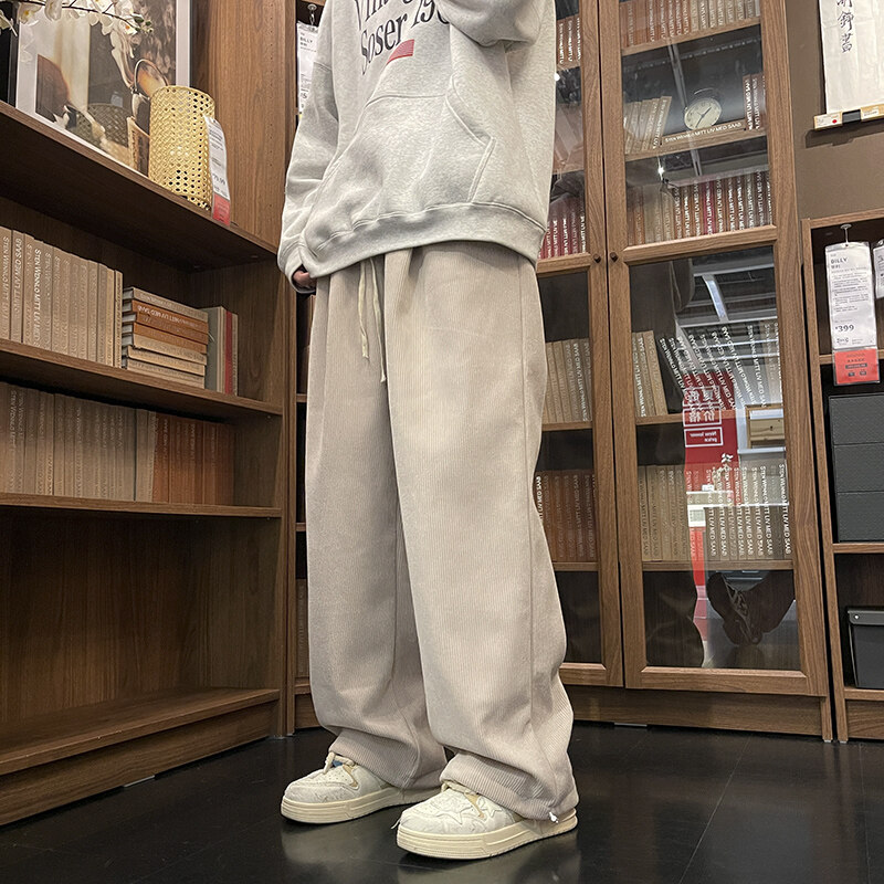 20305-A1005-美式休闲裤男加绒加厚 M 米白色