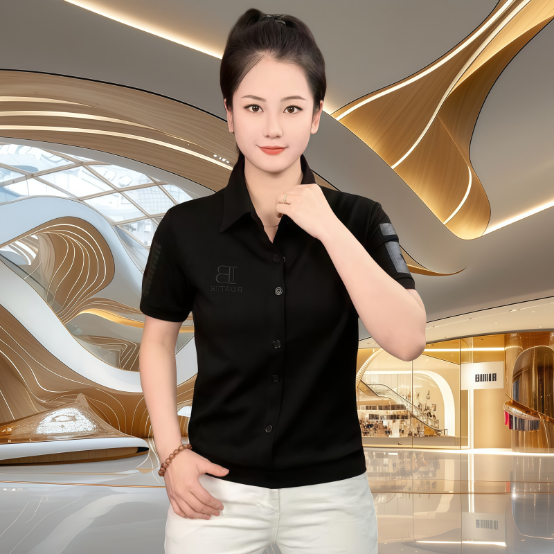 25818款欧货男士修身夏季翻领时尚套头T恤潮流新品上衣短袖帅气 M 黑色